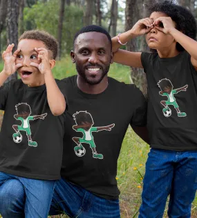 1sttheworld T-Shirt - Dabbing Soccer Black Boy Nigeria T-Shirt Black A35