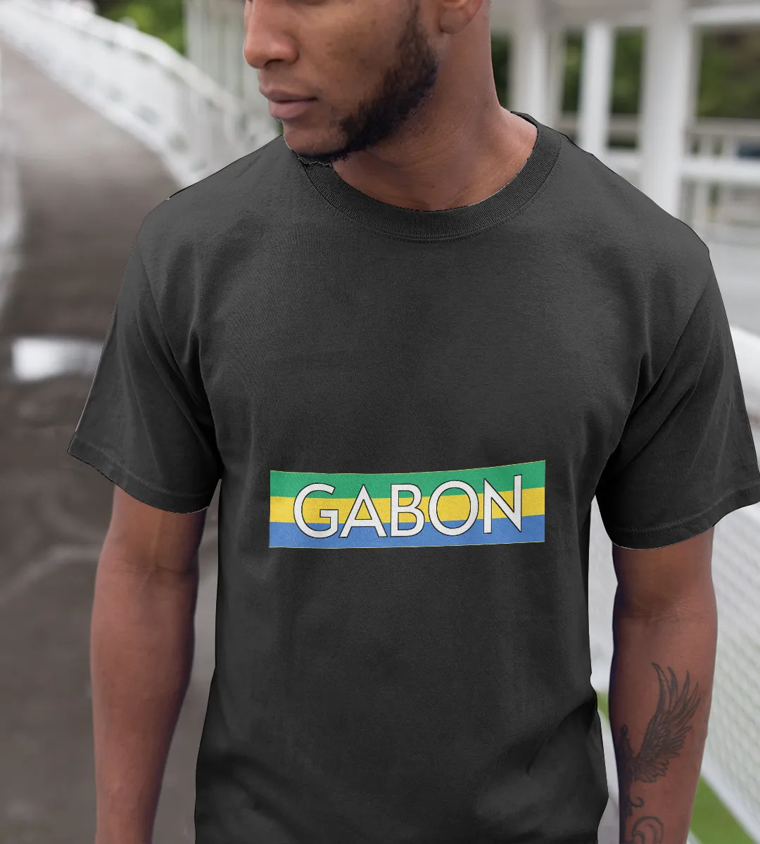 1sttheworld T-Shirt - Gabon Flag Sports Soccer Football Athletic Team T-Shirt Black A35