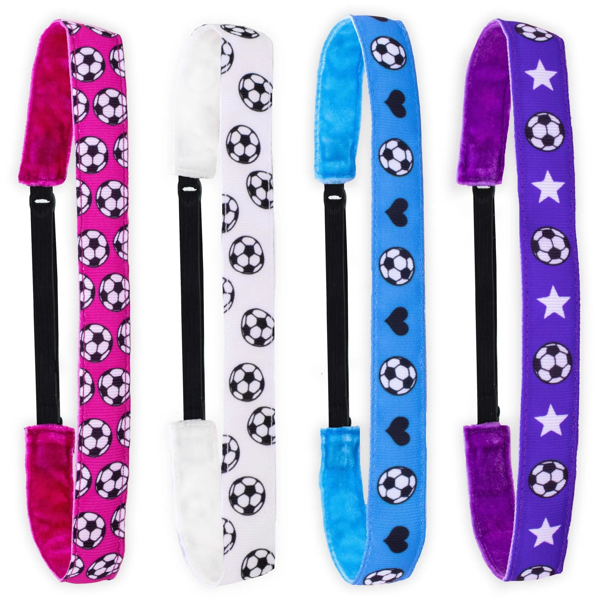 Adjustable No Slip Soccer Headbands - 4 Pack