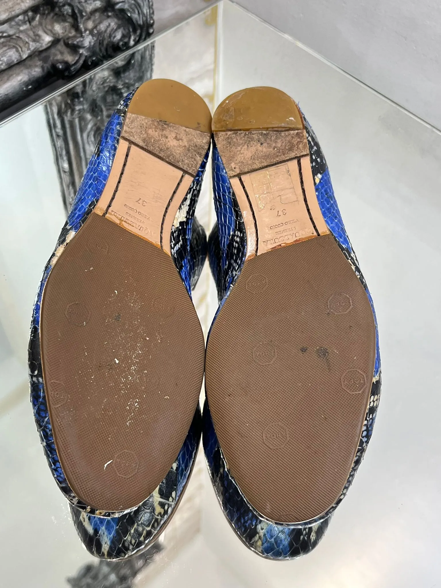 Aquazurra Python Skin Flat Shoes. Size 37