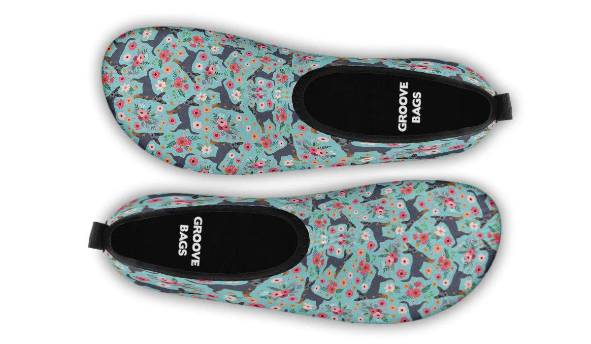 Australian Cattle Dog Flower Aqua Barefoot Shoes