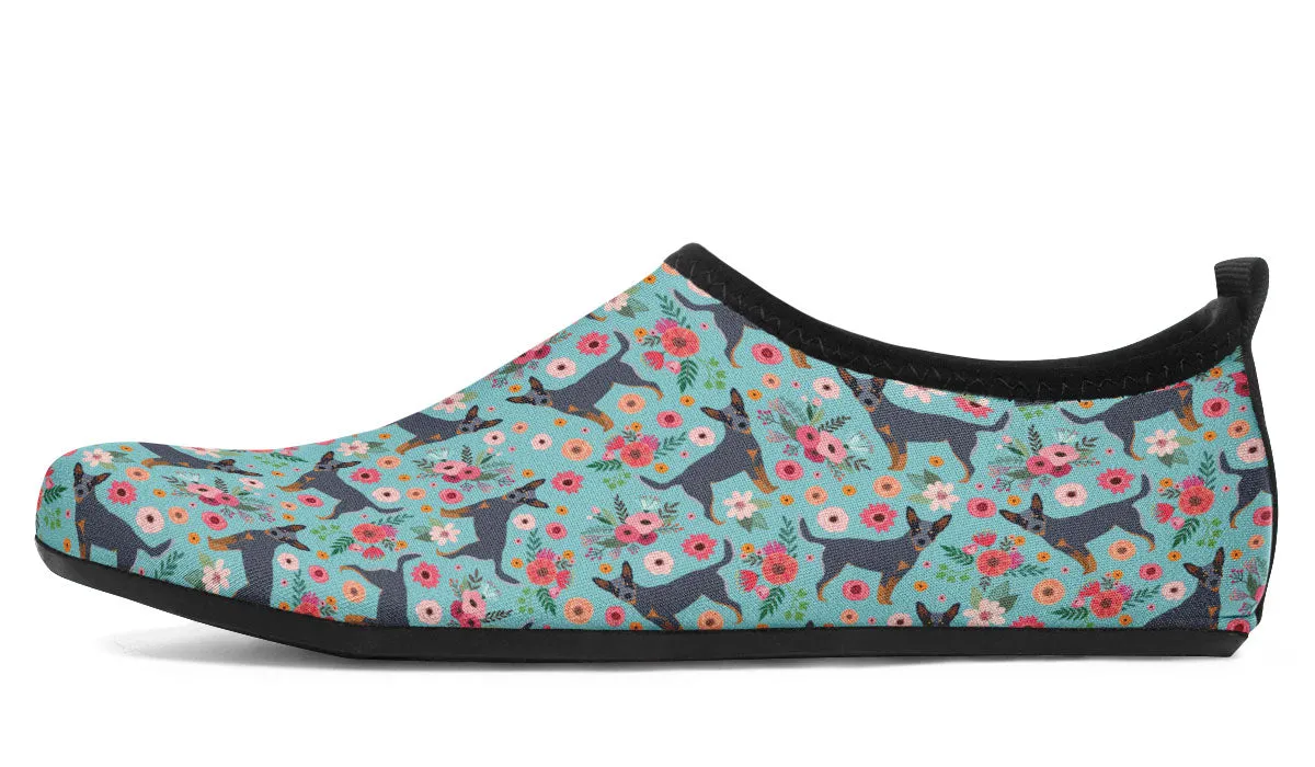 Australian Cattle Dog Flower Aqua Barefoot Shoes