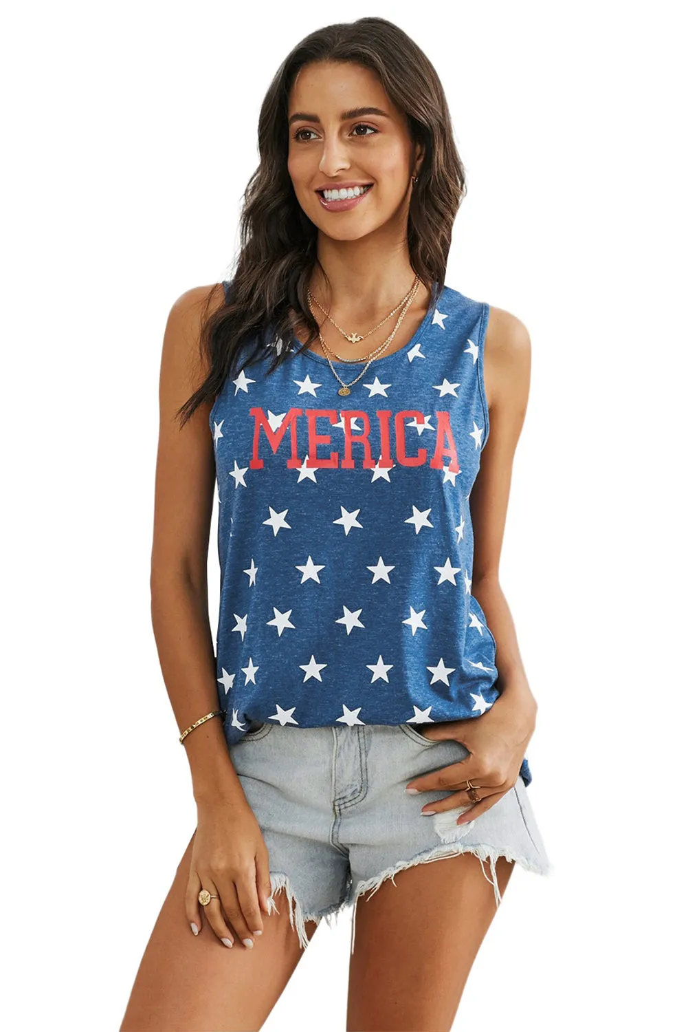 Blue Star American Printed Summer Casual Tank