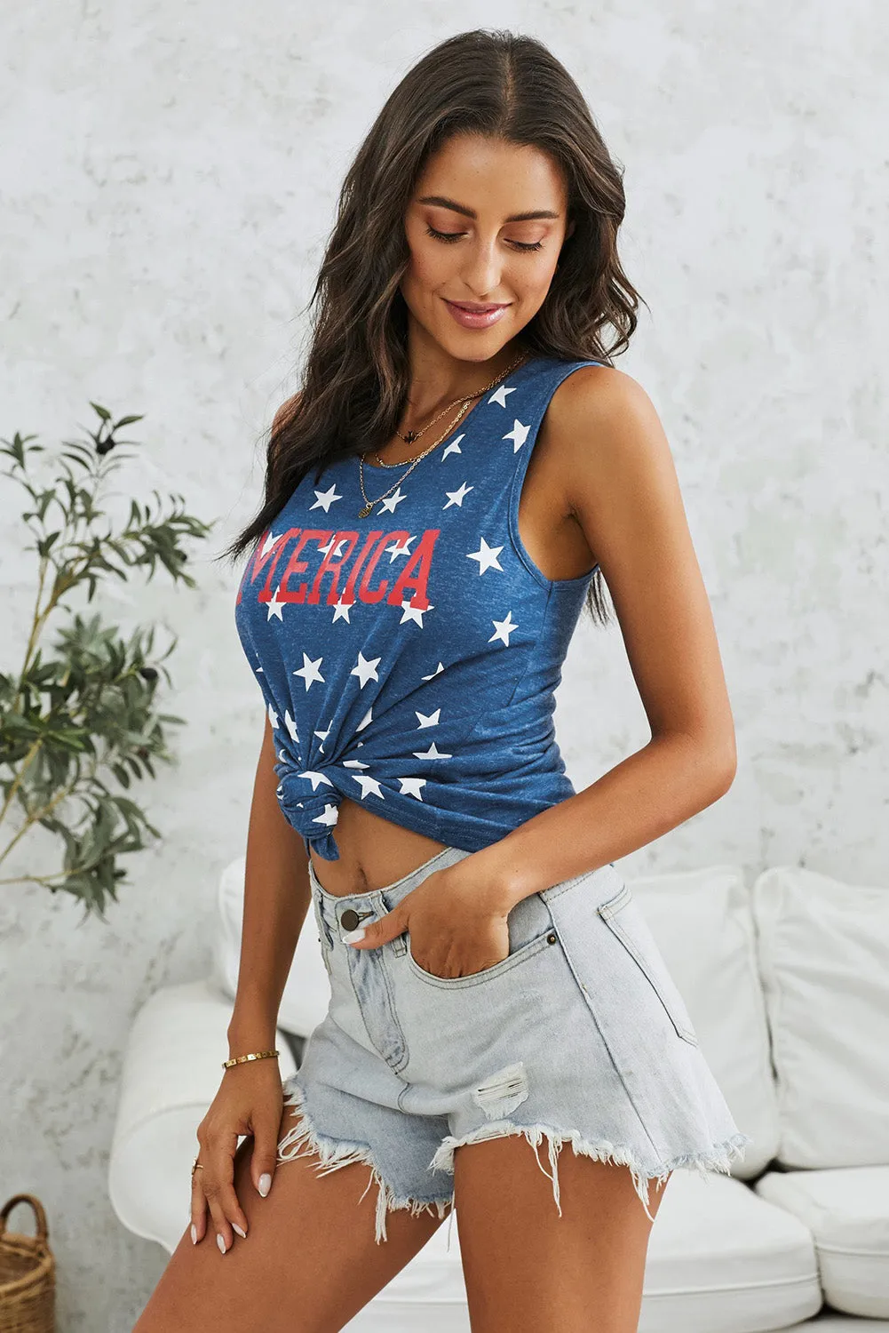 Blue Star American Printed Summer Casual Tank