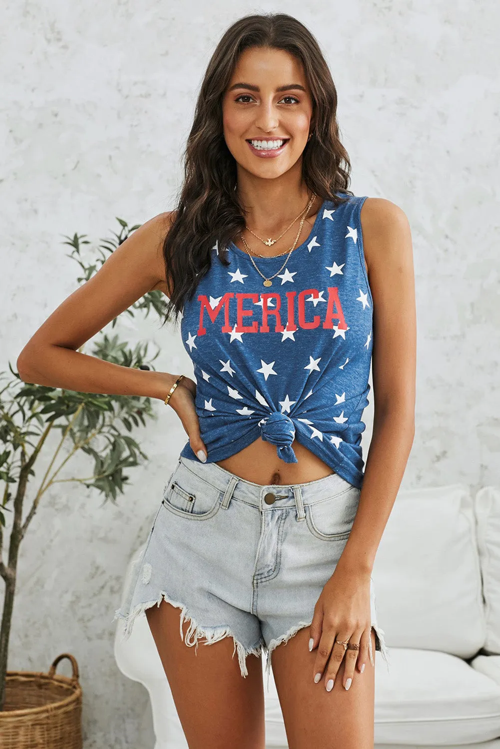 Blue Star American Printed Summer Casual Tank