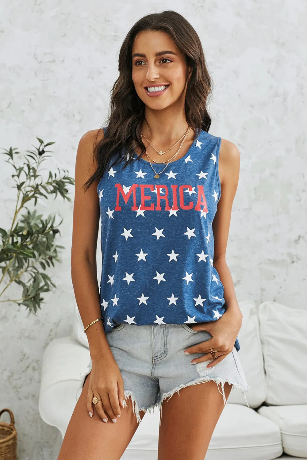 Blue Star American Printed Summer Casual Tank