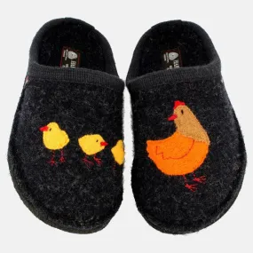 Boiled Wool Slipper "Gallina" in Captain's Blue