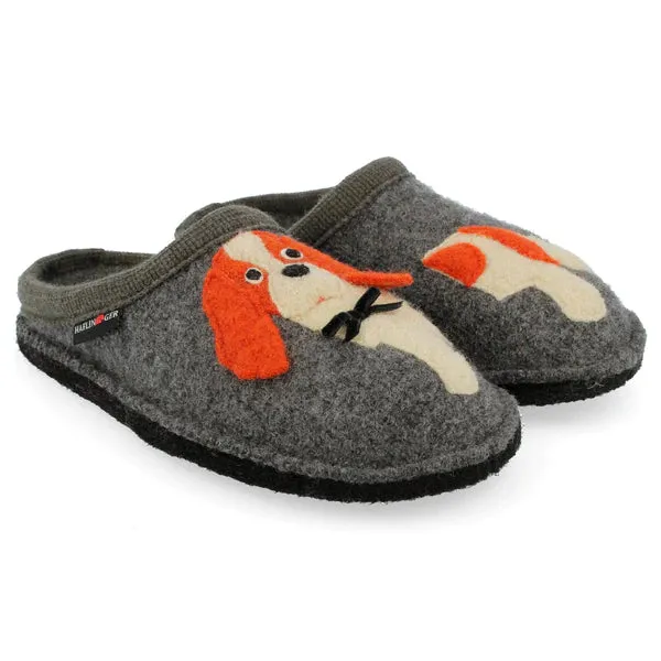 Boiled Wool Slipper "Spaniel" in Gray