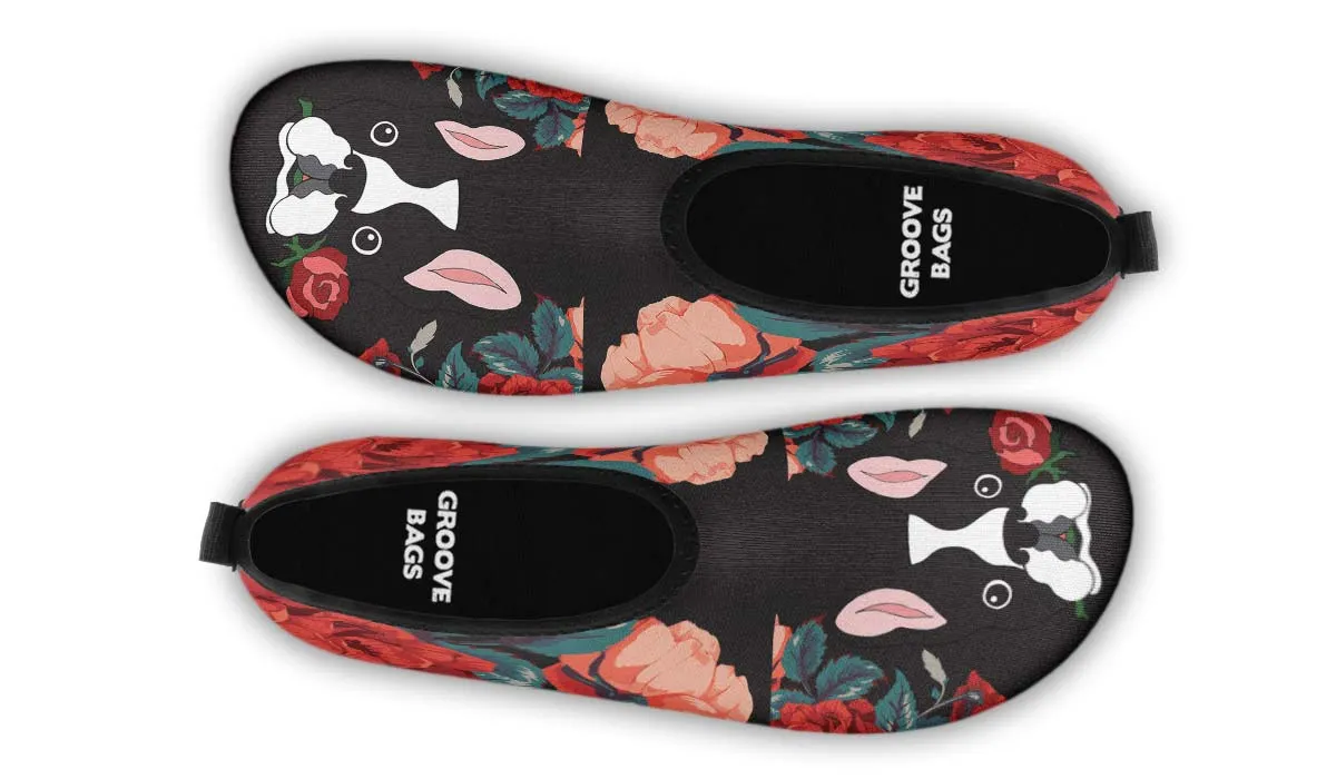 Boston Terrier Rose Aqua Barefoot Shoes