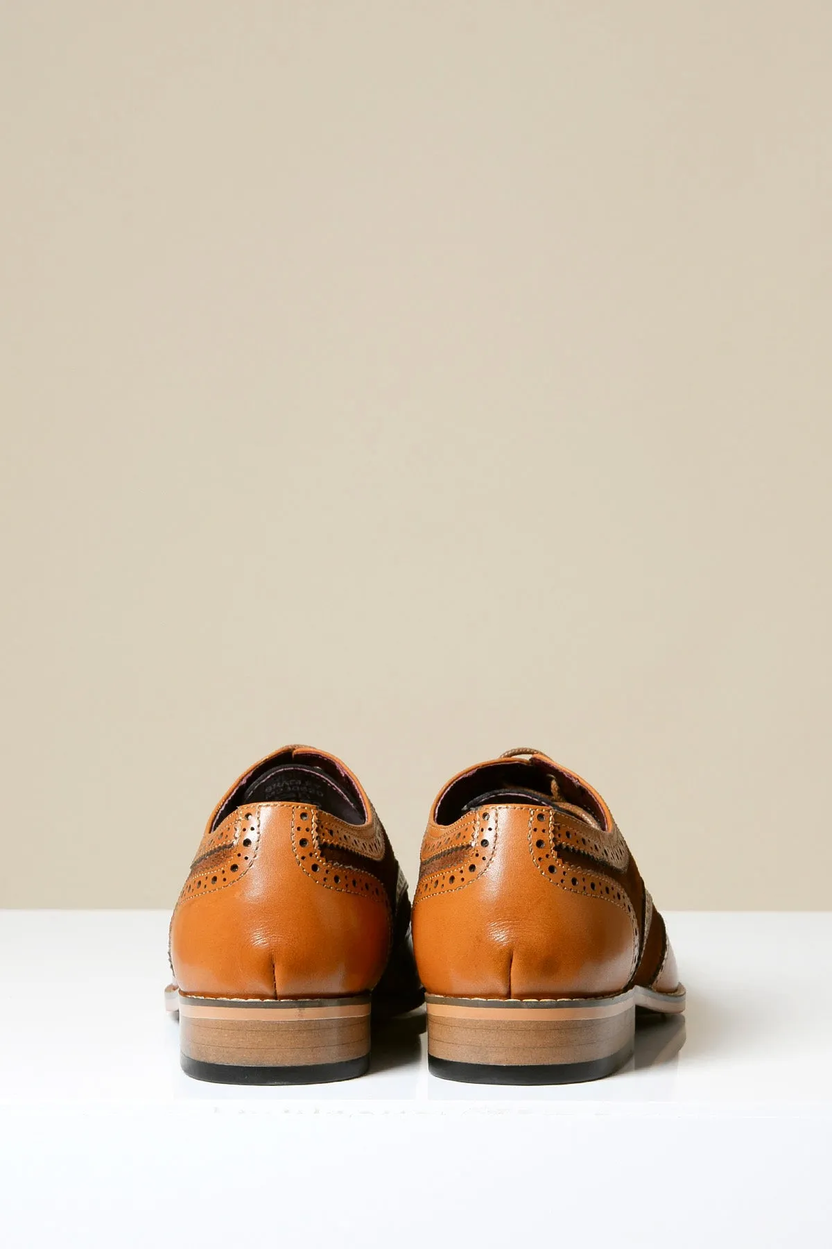 BRADLEY - Tan Leather Suede Contrast Brogue Shoe