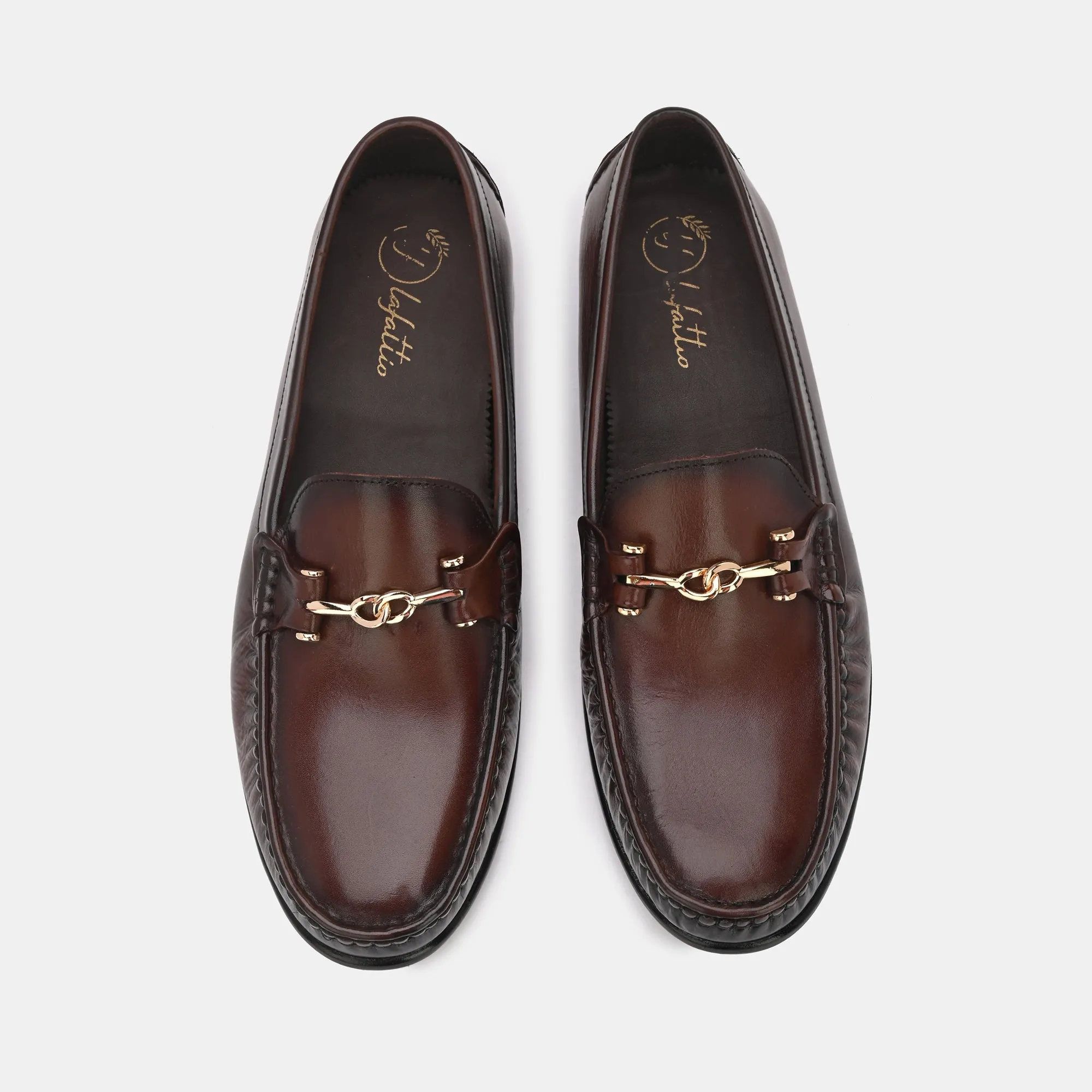 Brown Buckled Loafers by Lafattio