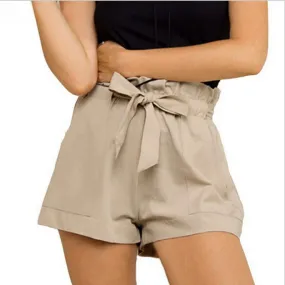 Casual High Waisted Paperbag Shorts Summer