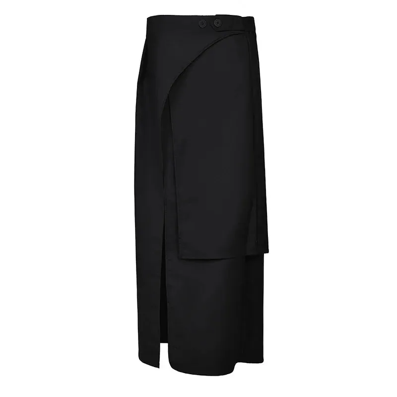 Casual Minimal Goth Irregular Overlay Half-Body Skirt