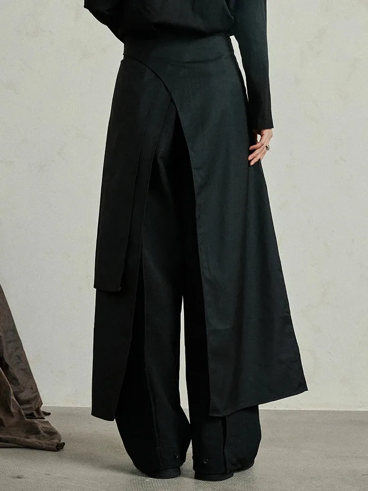 Casual Minimal Goth Irregular Overlay Half-Body Skirt