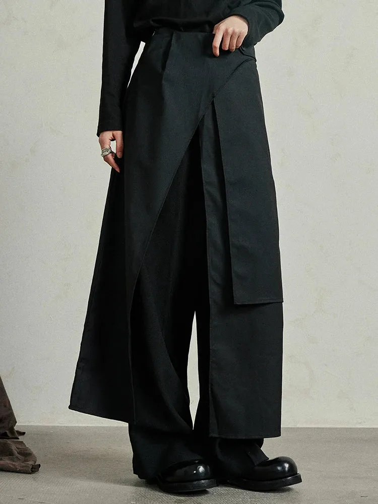 Casual Minimal Goth Irregular Overlay Half-Body Skirt