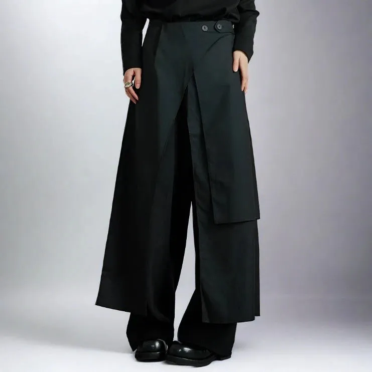 Casual Minimal Goth Irregular Overlay Half-Body Skirt