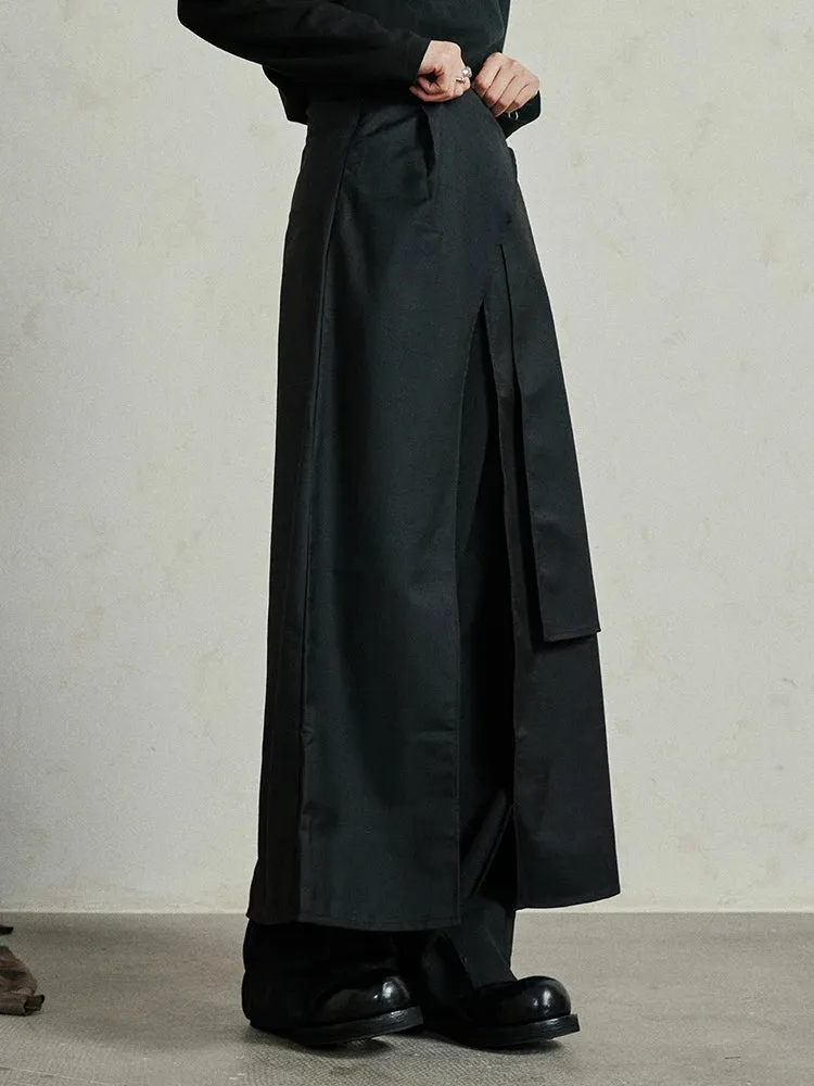 Casual Minimal Goth Irregular Overlay Half-Body Skirt