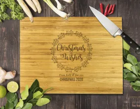 Christmas Wishes Bamboo Cutting Board 8x11"