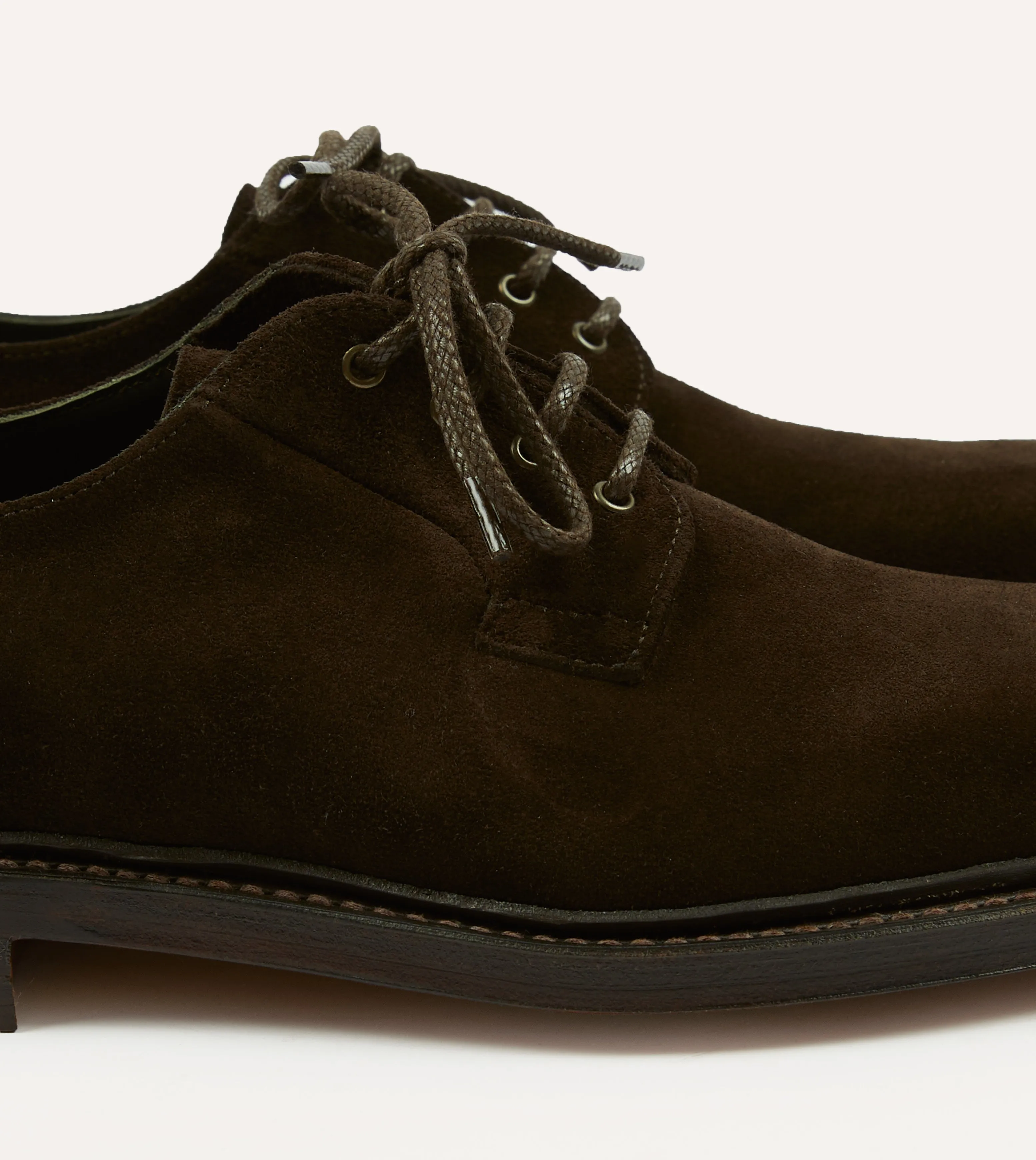 Dark Brown Suede August Goodyear Welted Derby Shoe