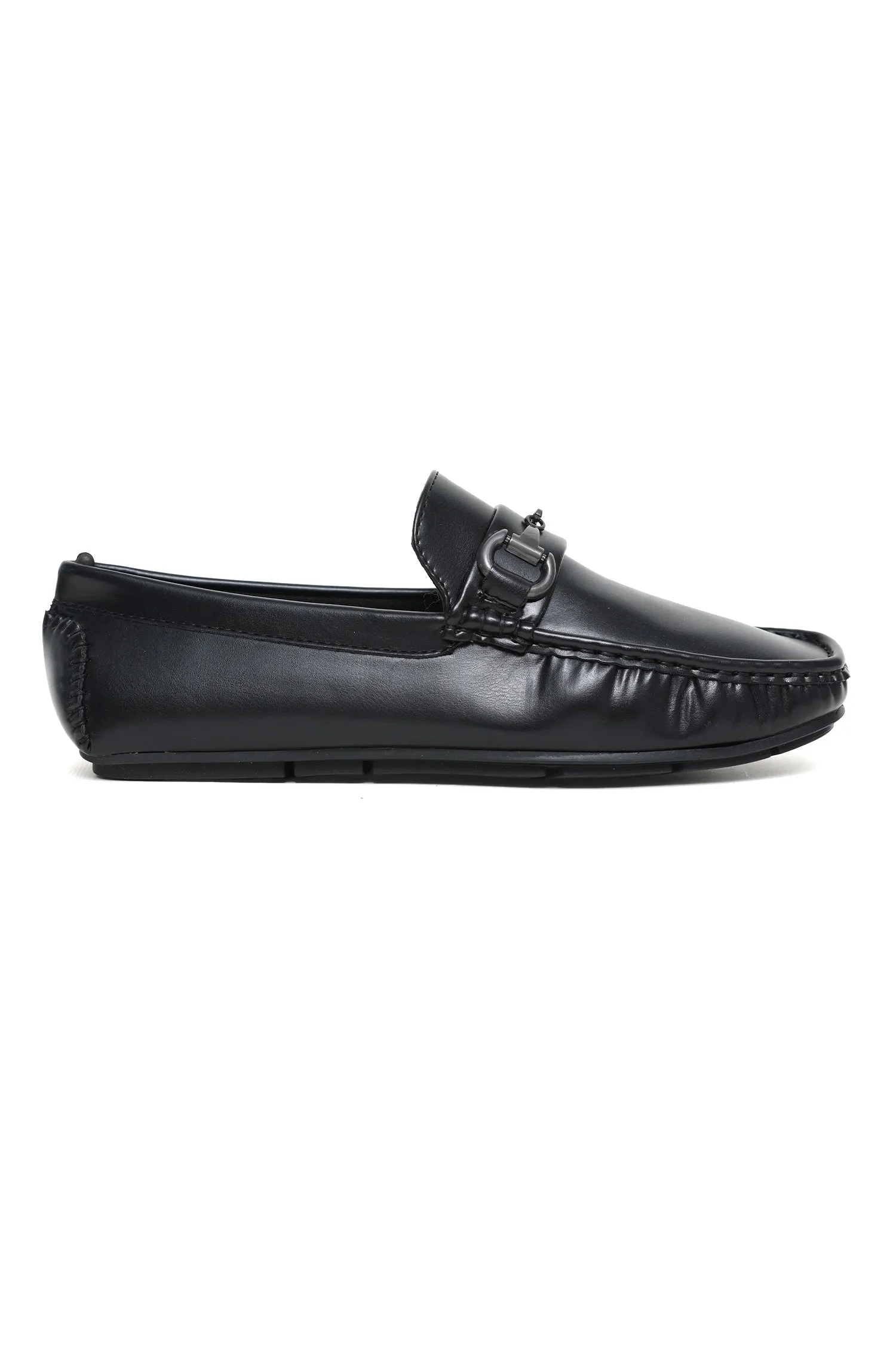 ELEGANT BUCKLE DETAIL LOAFERS-BLACK