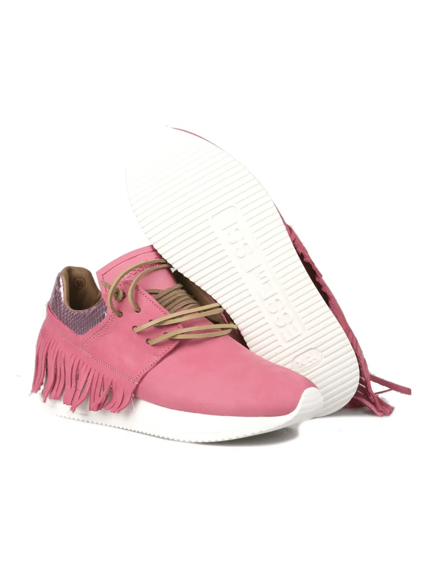 Esseutesse Leather Fringe Sneaker - Bubblegum Pink