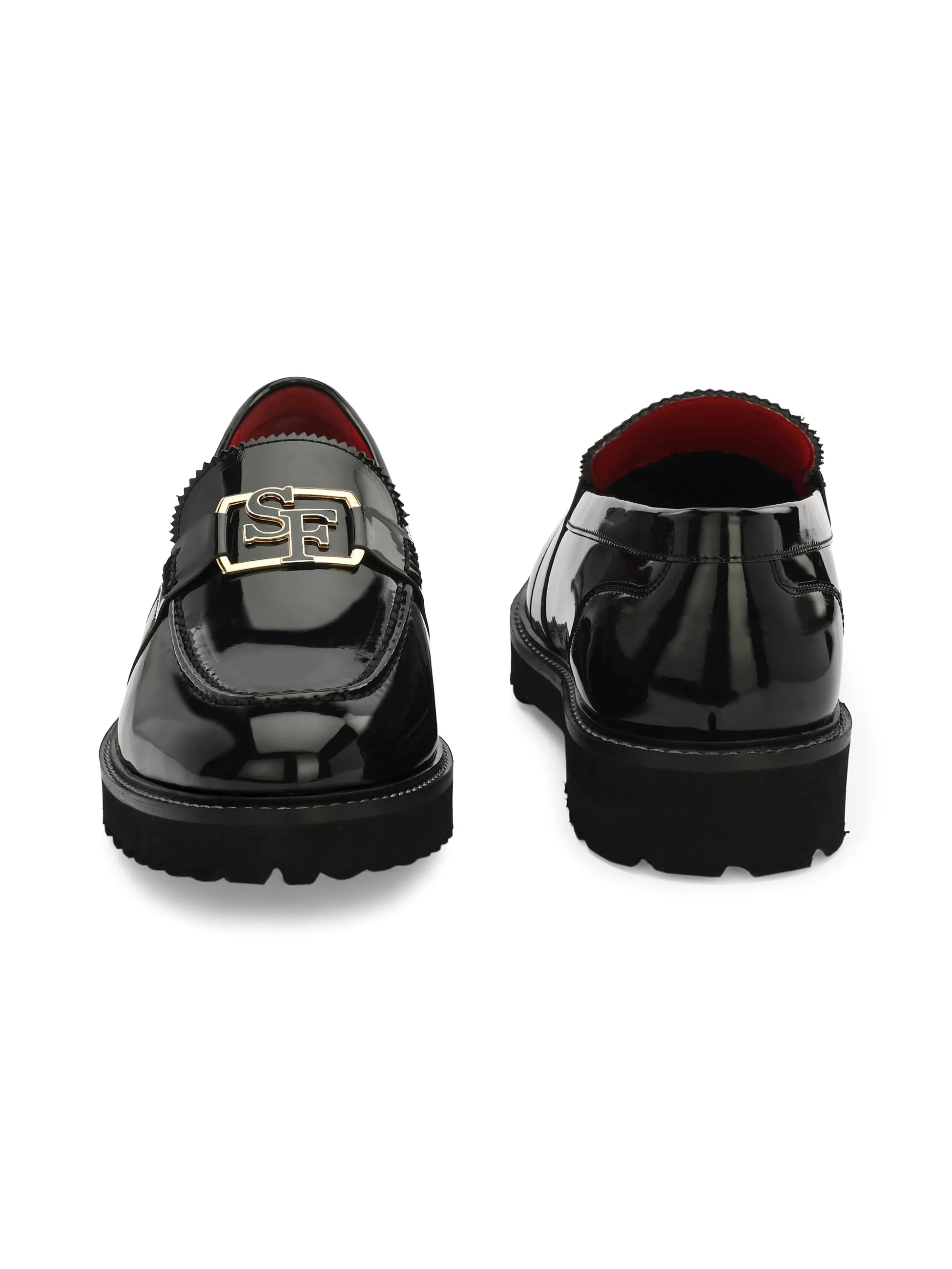 Flambe Black Chunky Loafers