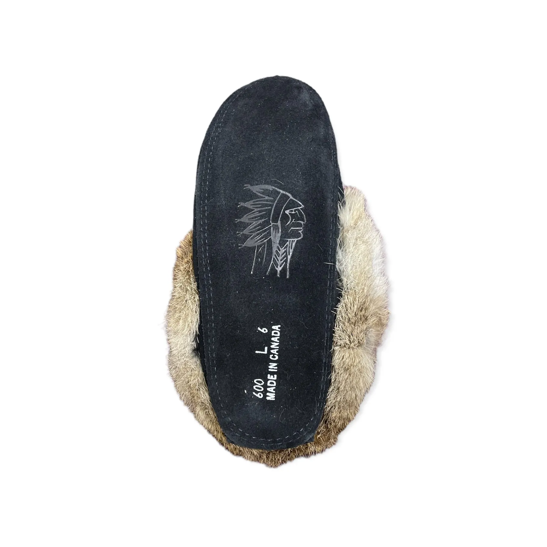 Fur Moccasin (Coyote) - Black Suede