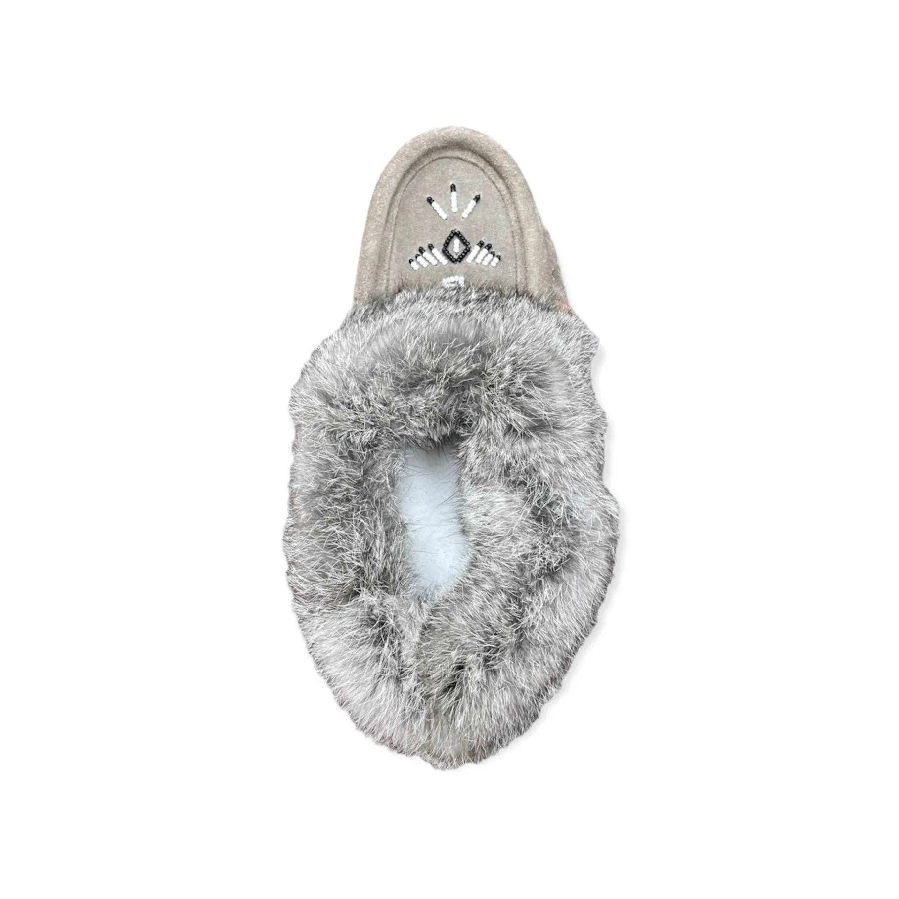 Fur Moccasin - Grey Suede