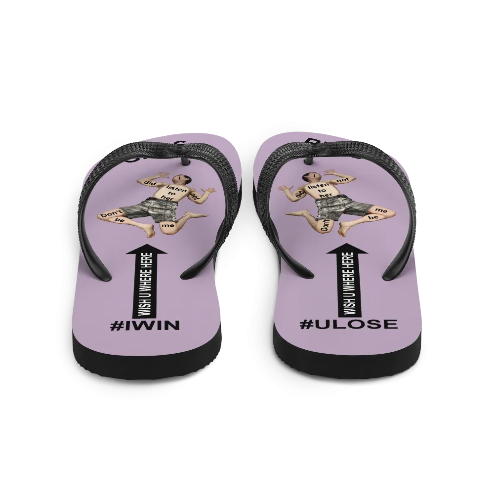 GIRLS RULE flip flops with CRUSHED TINY MAN underfoot pale purple fabric NEW (2020-05-10)