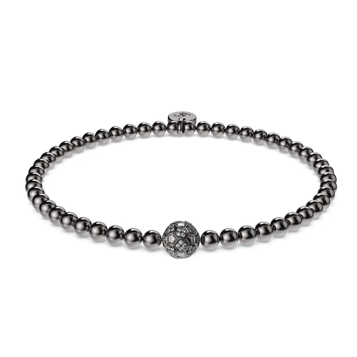 Goal | Gunmetal | Crystal Soccer Ball Charm Bracelet