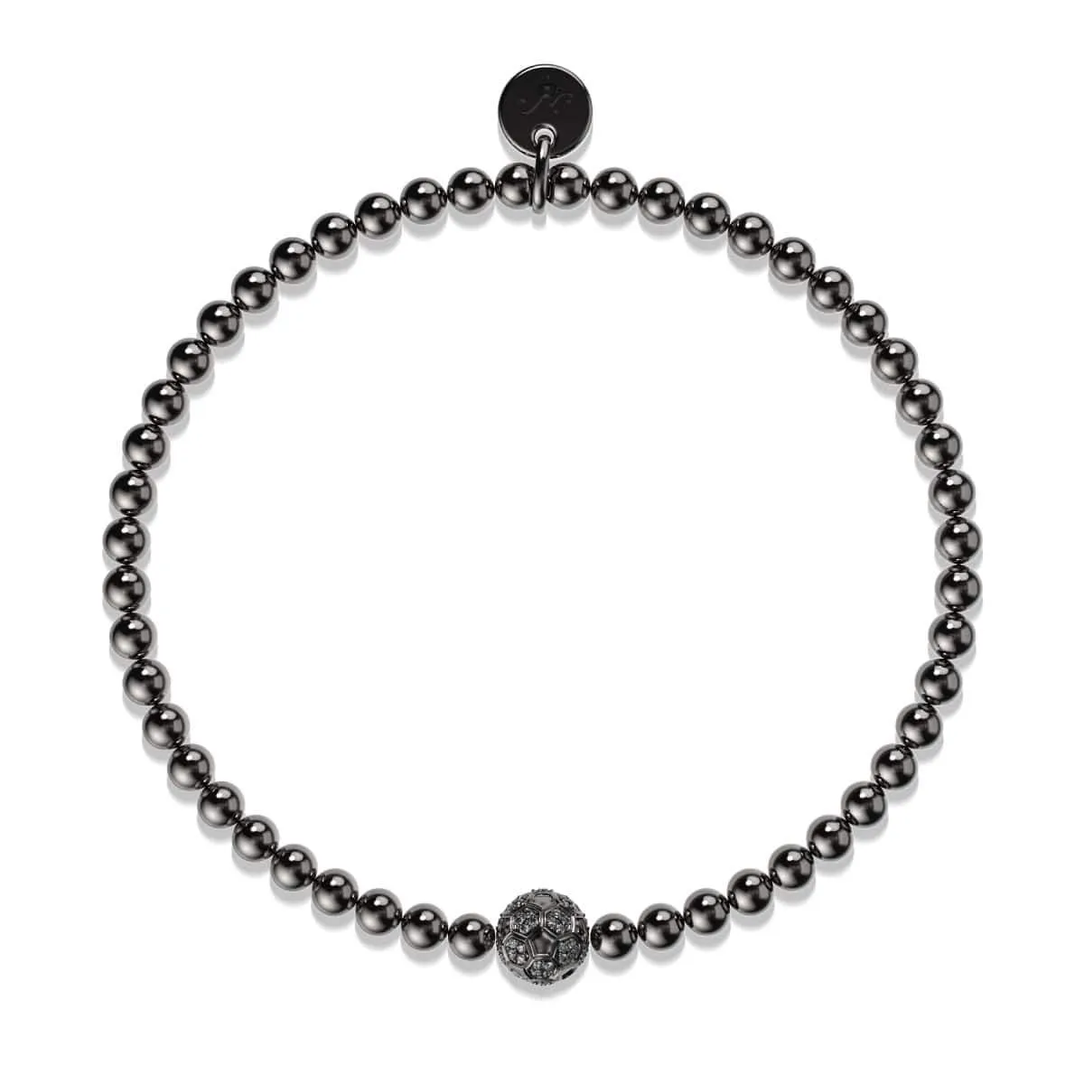 Goal | Gunmetal | Crystal Soccer Ball Charm Bracelet