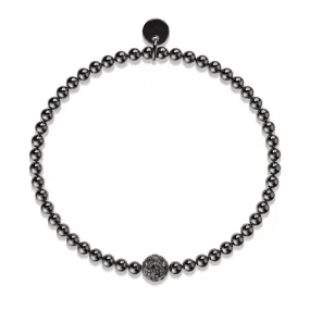 Goal | Gunmetal | Crystal Soccer Ball Charm Bracelet