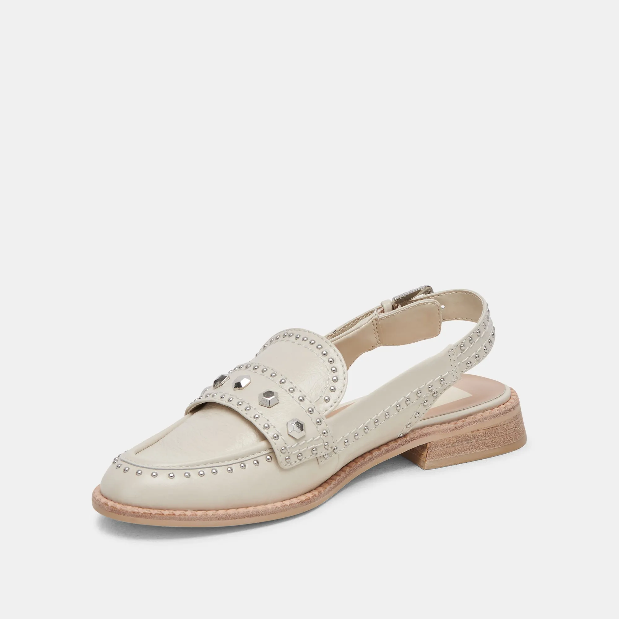 HARDI STUD LOAFERS IVORY CRINKLE PATENT