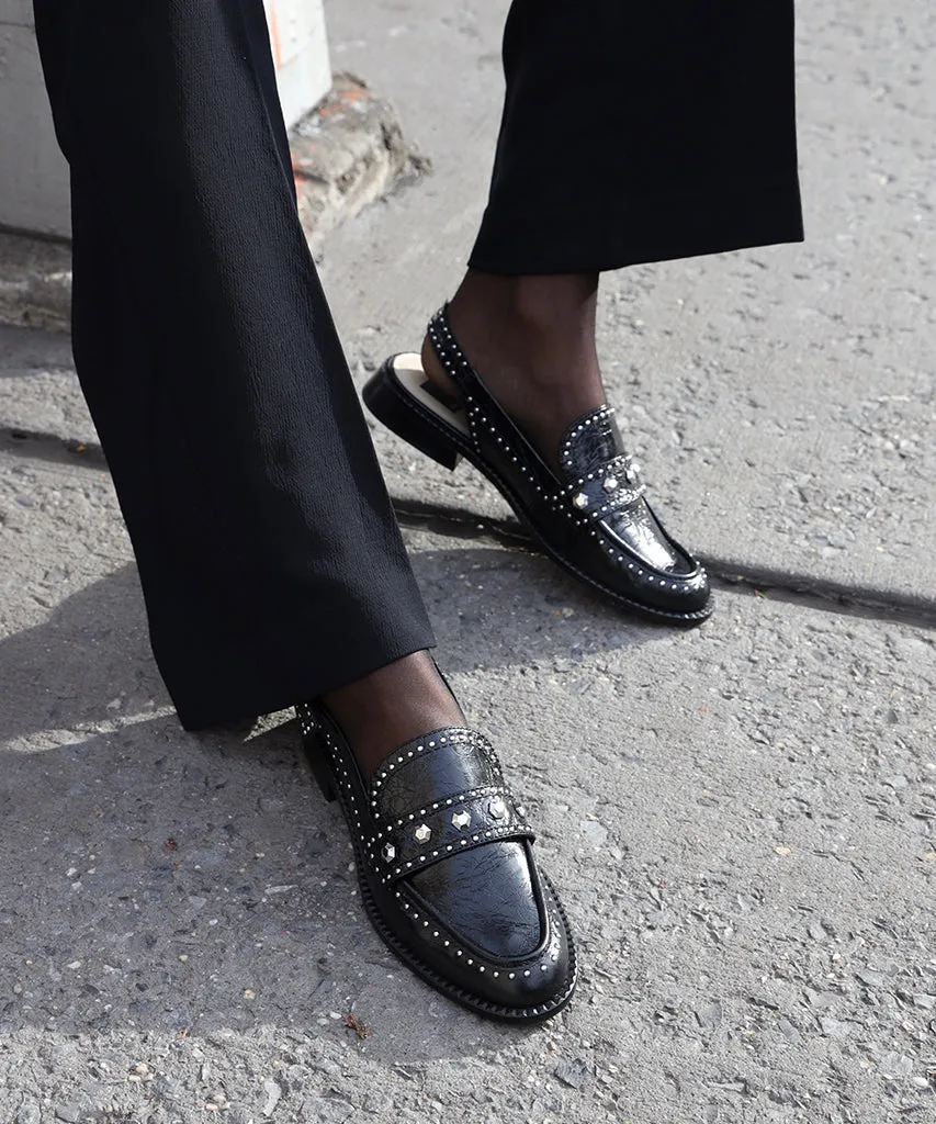 HARDI STUD LOAFERS MIDNIGHT CRINKLE PATENT