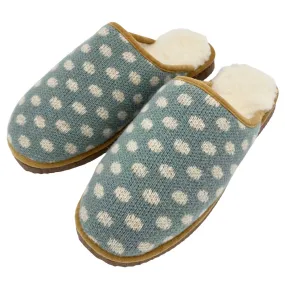 Jade & Oatmeal Spot Lambswool & Sheepskin Slippers