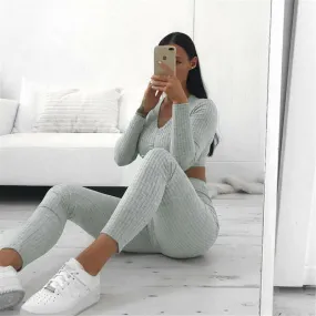 Knitted Lounge Wear Set Casual Streetwear