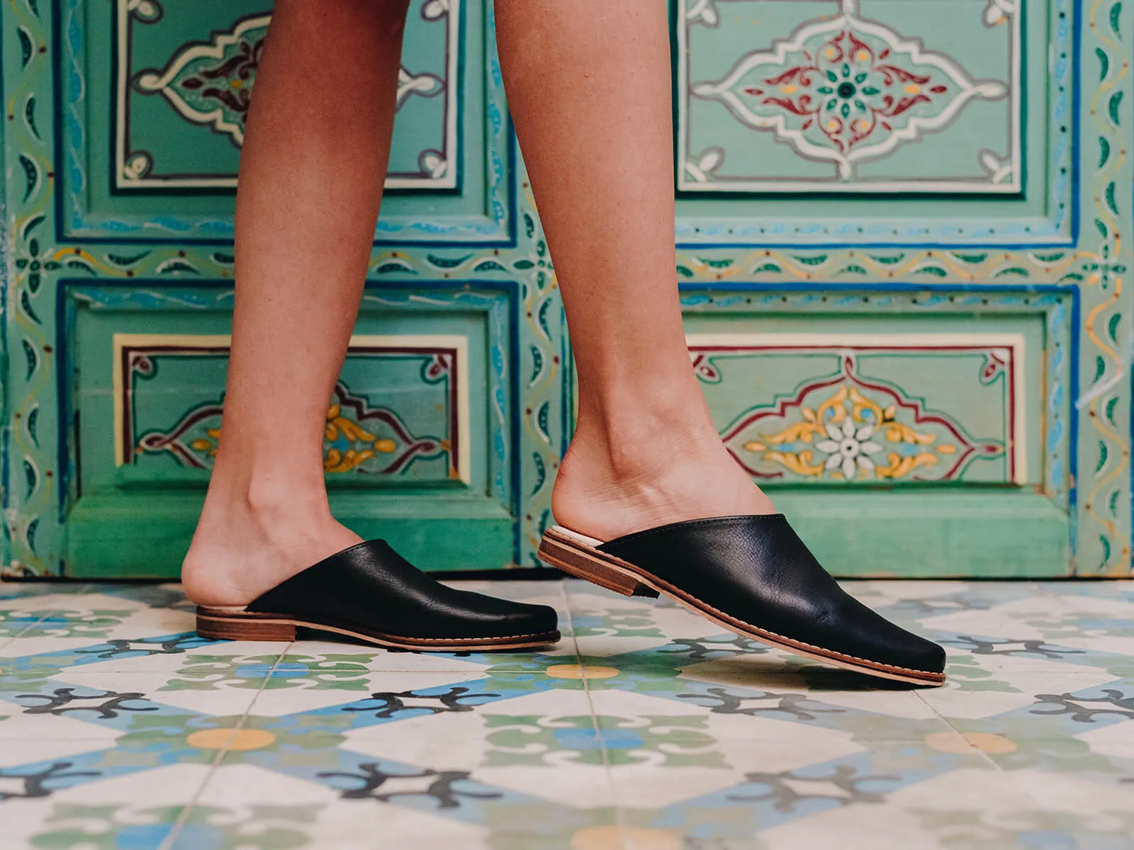 Leather Mules, Black