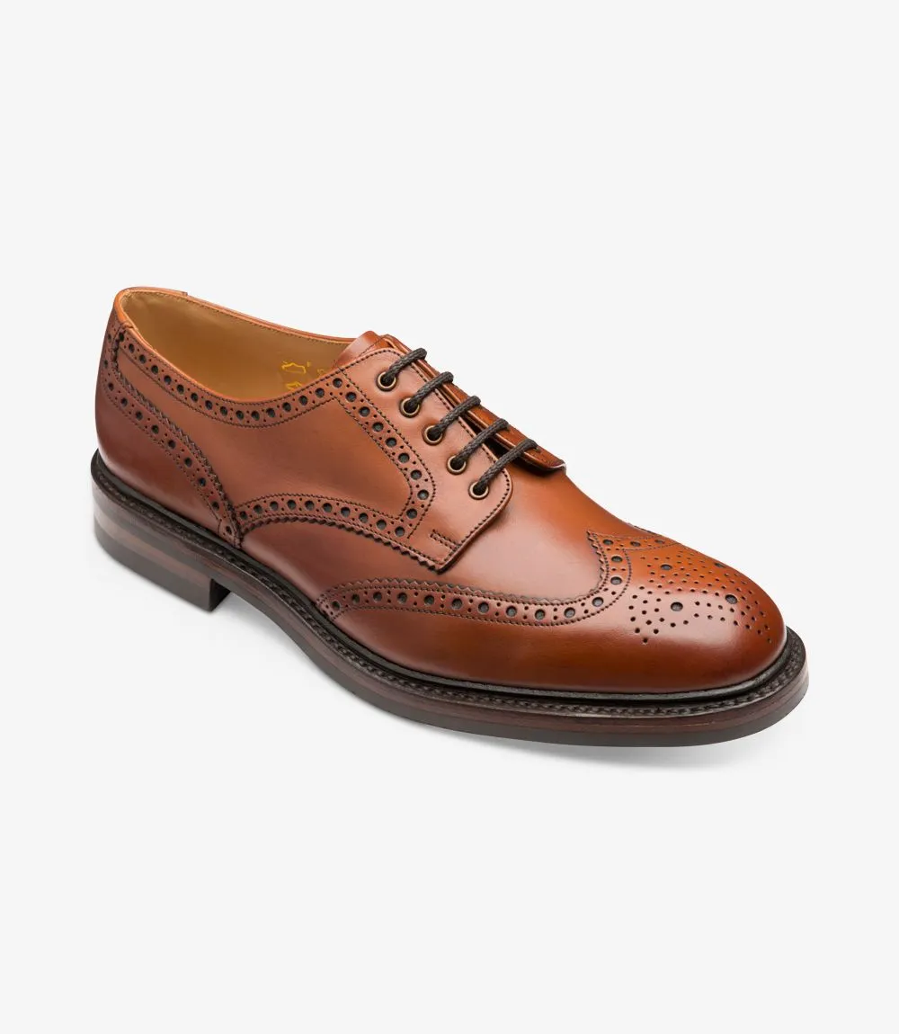 LOAKE Chester Oxford Brogue Calf Shoe - Mahogany