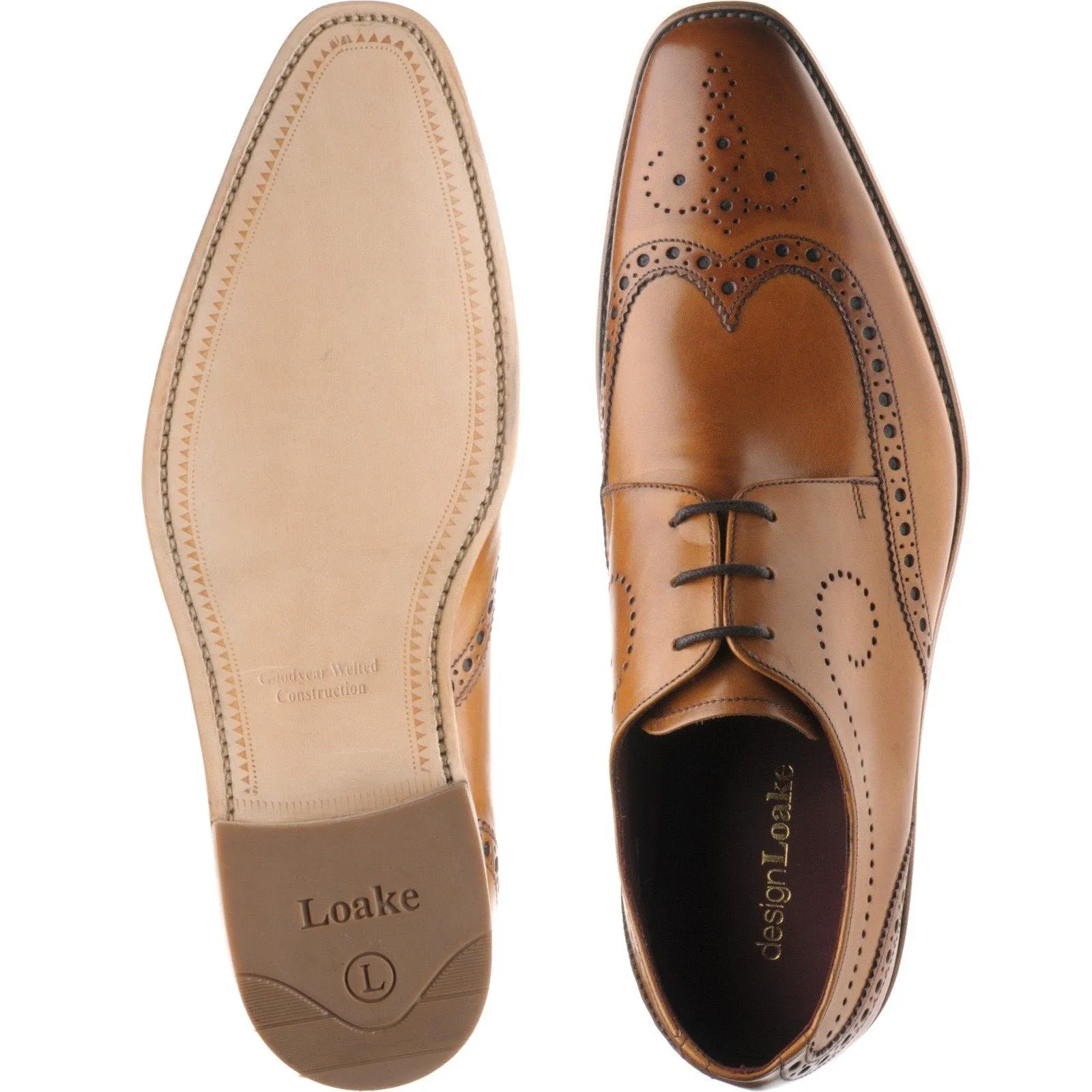 LOAKE Kruger Derby Brogue shoe - Tan Calf