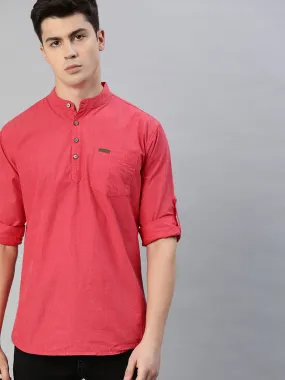 Men Red Slim Fit Solid Casual Shirt