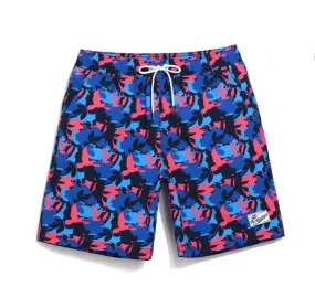 Men's Blue Red Birds Print Beach Board Shorts