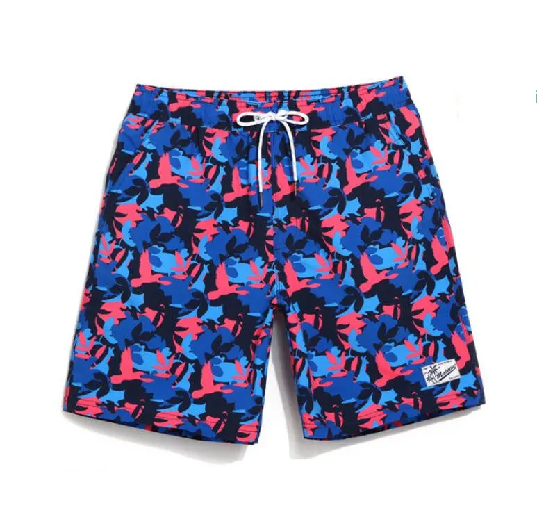 Men's Blue Red Birds Print Beach Board Shorts