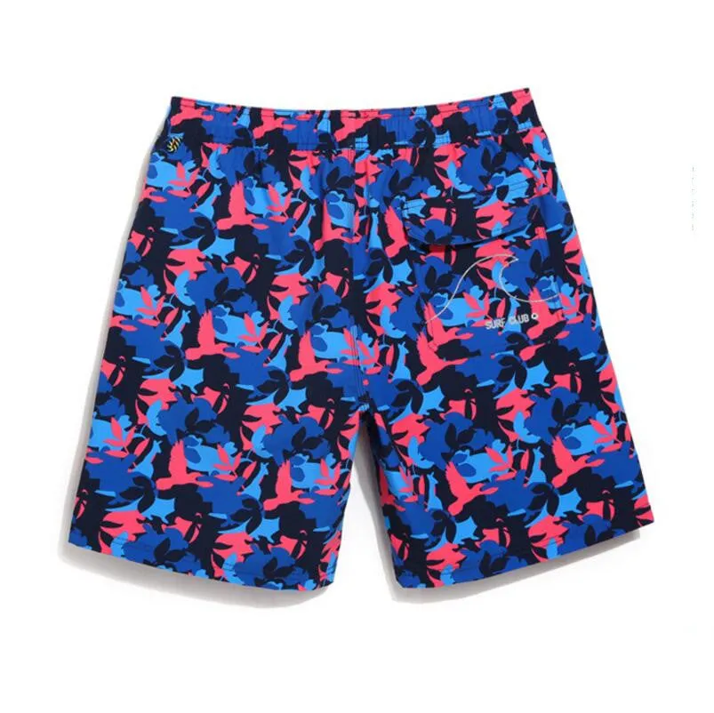 Men's Blue Red Birds Print Beach Board Shorts