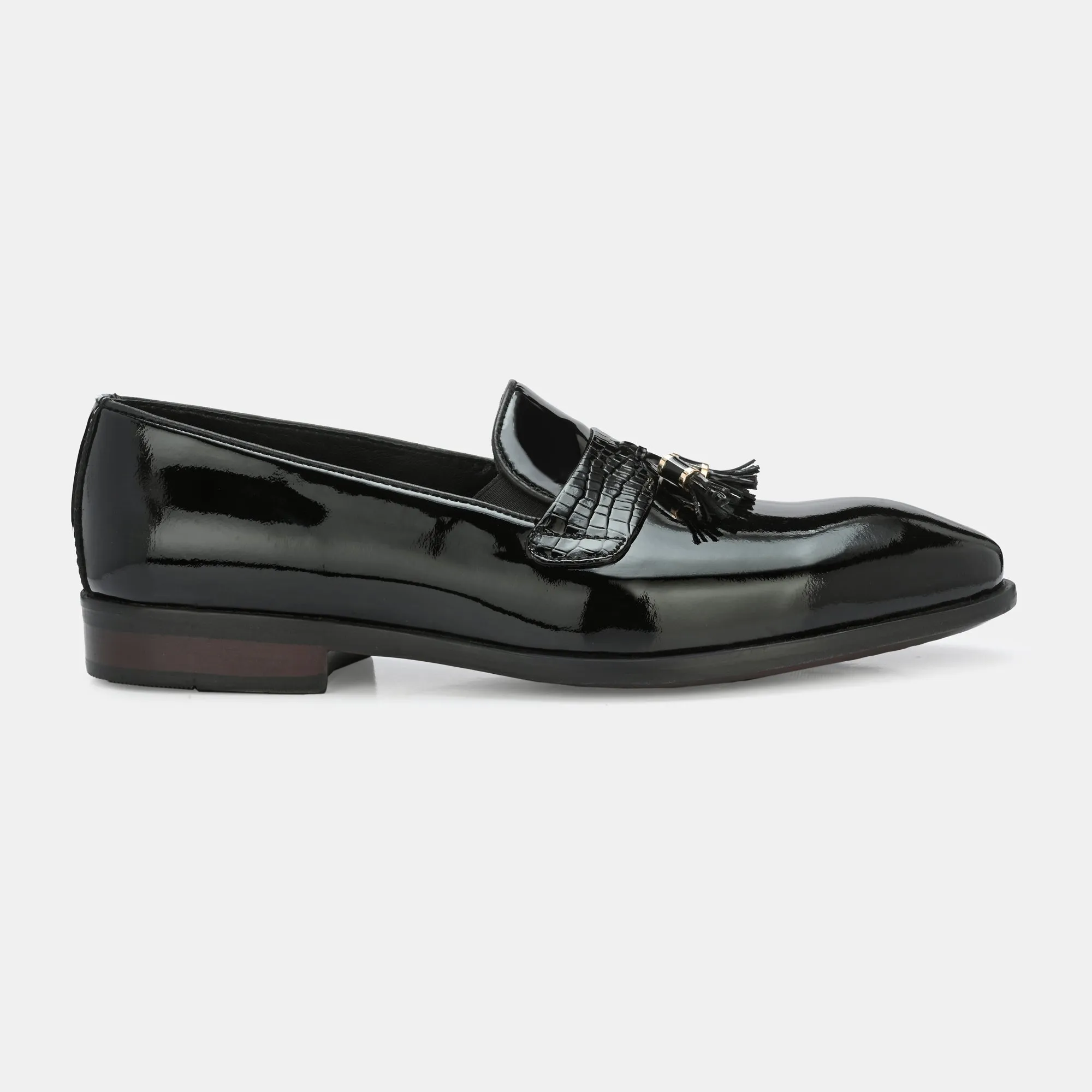 Patent Black Tassel Loafers By Lafattio