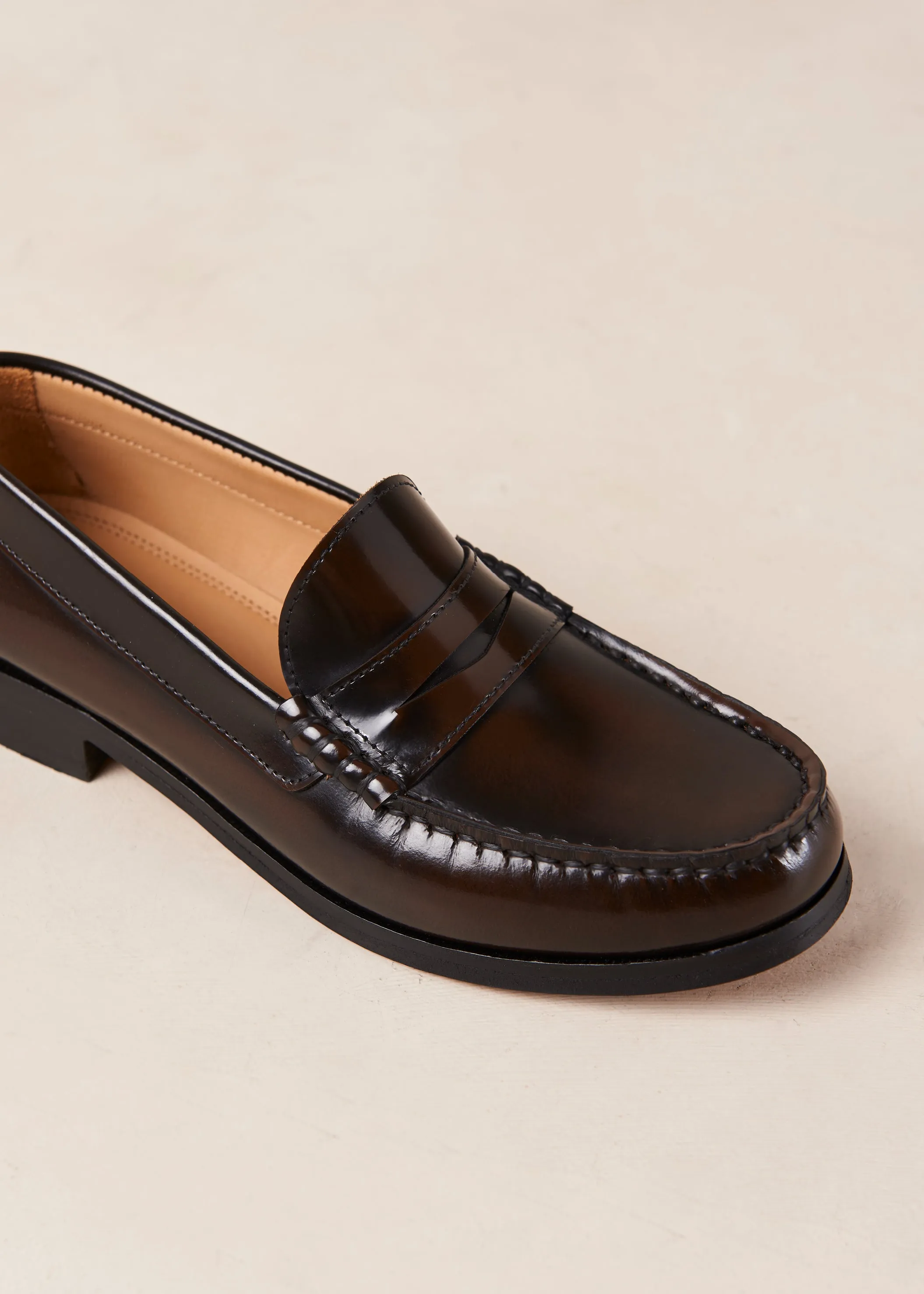 Rivet Brushed Coffee Brown Leather Loafers