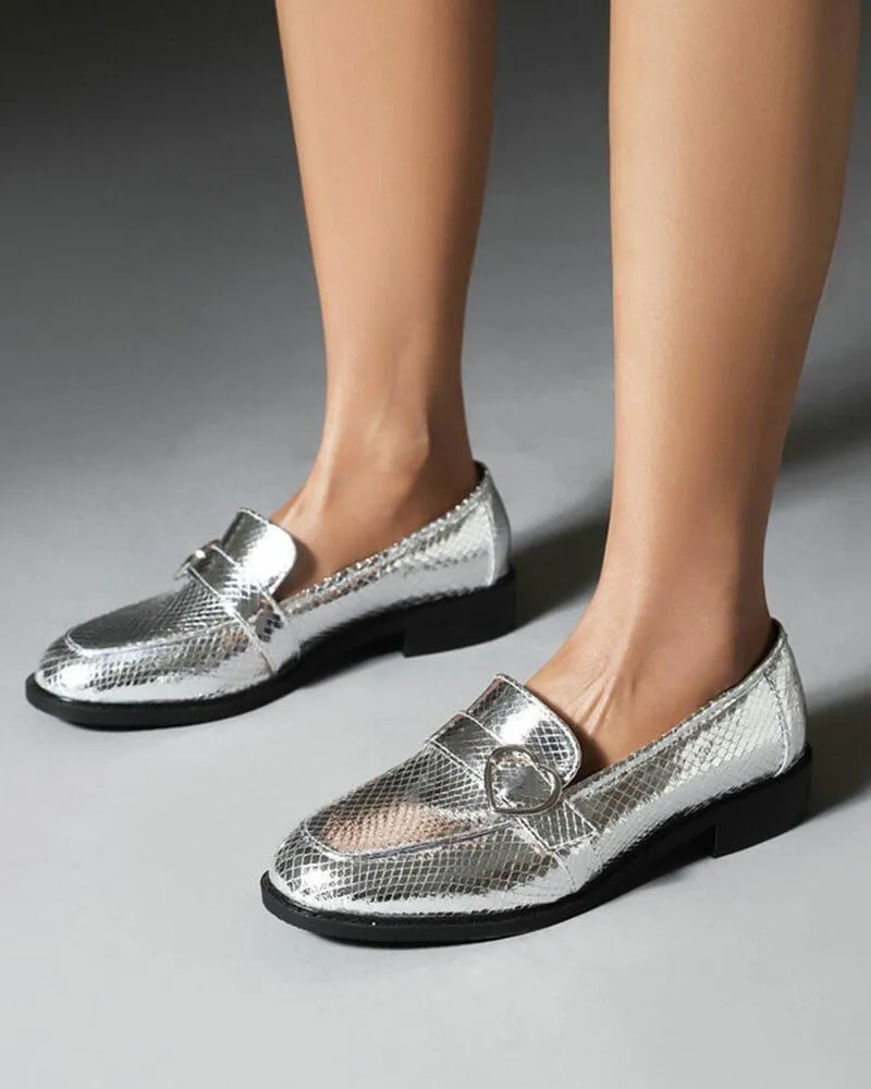 Snake-print British Buckle Loafers