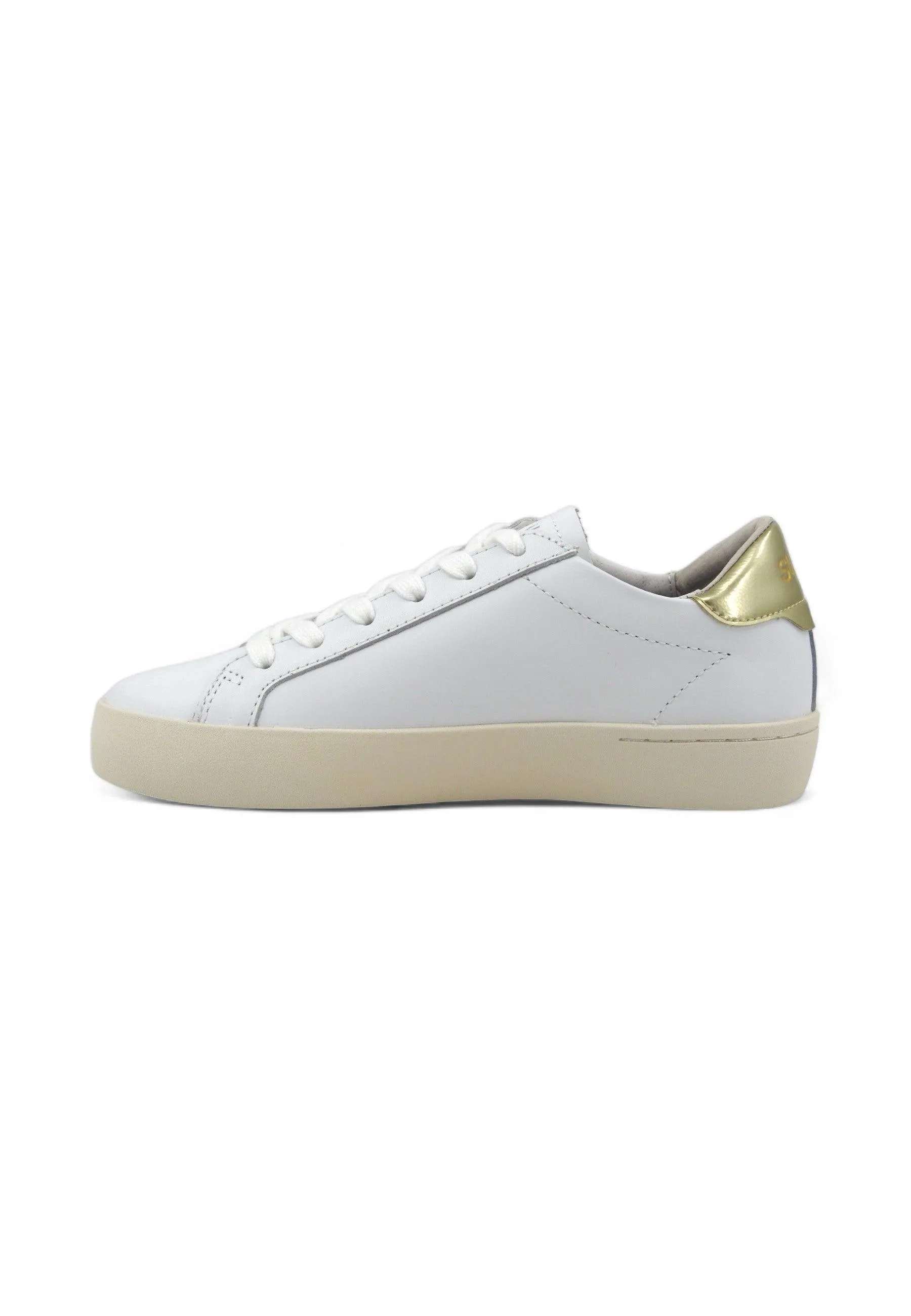 SUN68 Katy Leather Sneaker Donna Bianco Oro Z34225