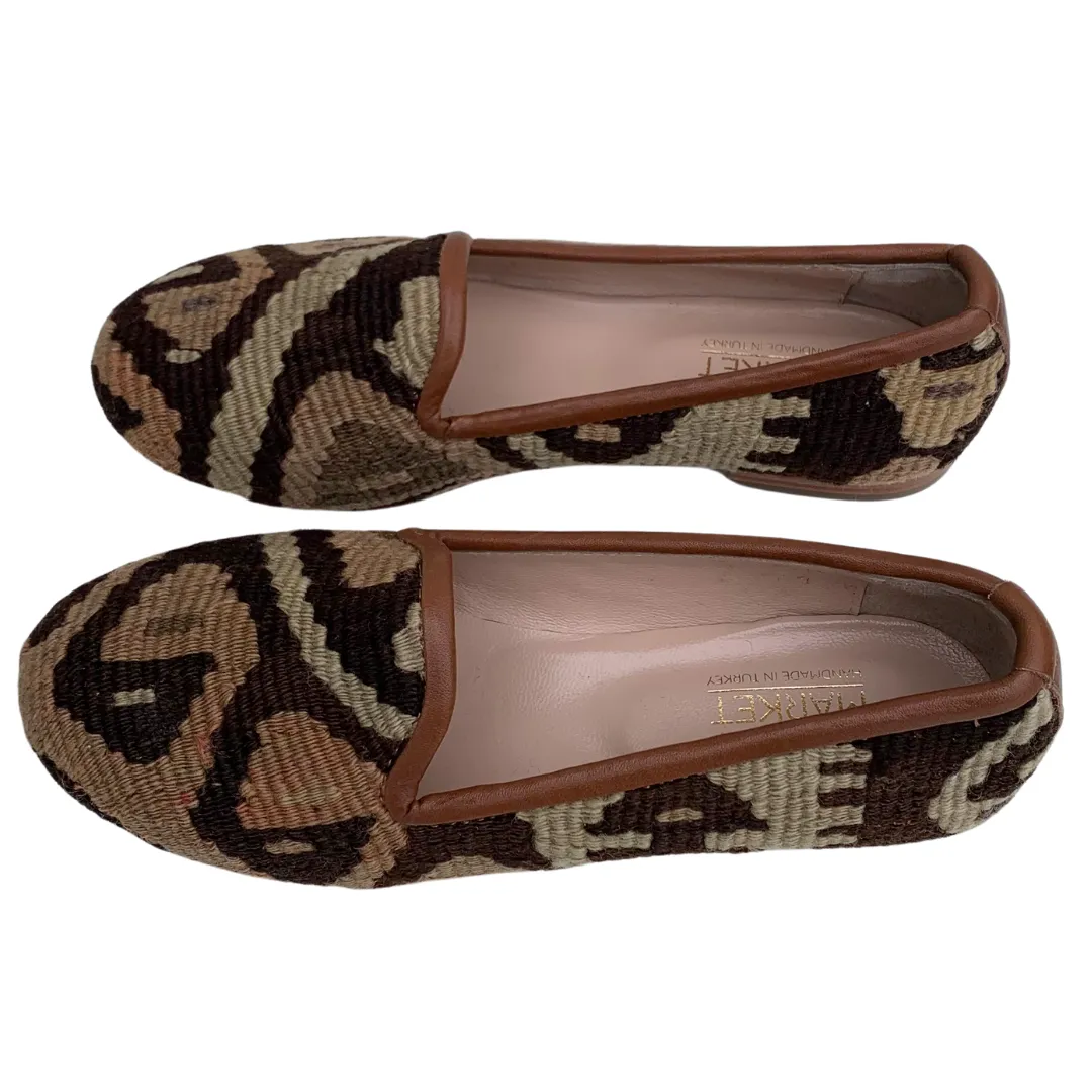 Women's Turkish Kilim Loafers Brown Pattern